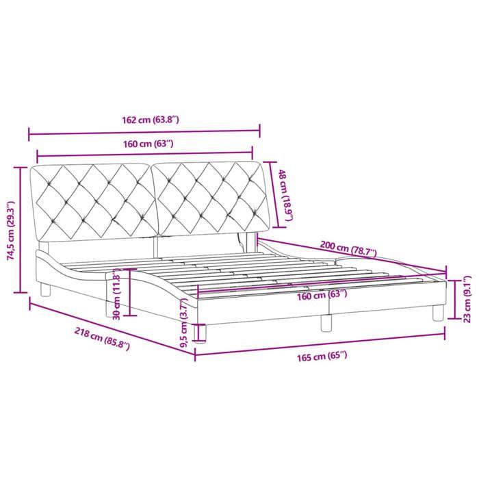 VidaXL Cadre de Lit avec Lumières LED, Lit Rembourré, Sommier à Lattes, Lit Double, Lit Adulte de Chambre à Coucher 3213861