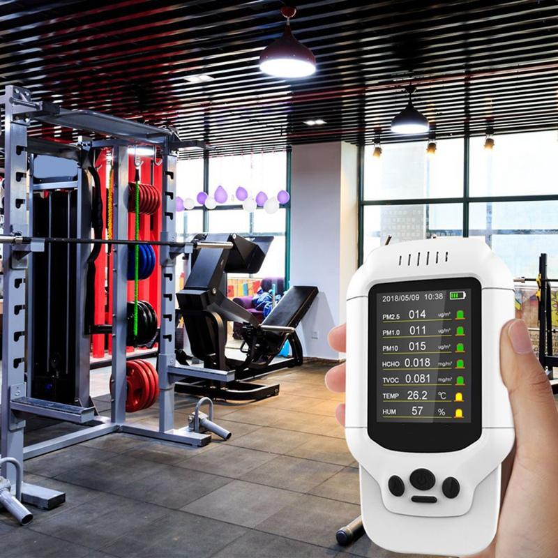 Smart Real-Time Air Quality Monitor Formaldehyde TVOC PM2.5/1.0/10 Temp Humidity AQI Index Detector Portable Air Analyzer Sensor