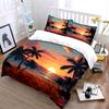 Sunset Beach With Palm Trees Print Bedding Set 1 Duvet Cover 2 Pillowcases For Adult And Children Luxury Gift Full Size