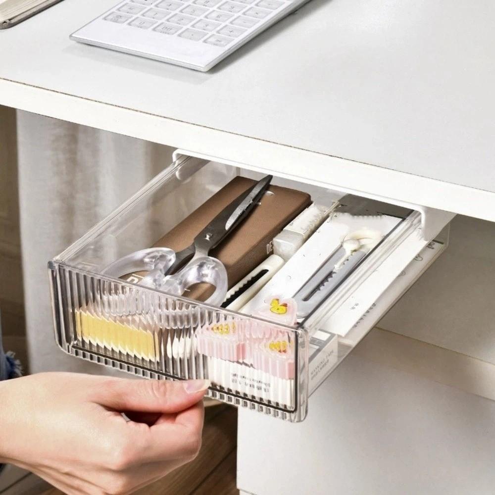 Slide Buckle Under Desk Drawer Organizer Space Saving Multipurpose Drawer Storage Box Stationery Underwear Case