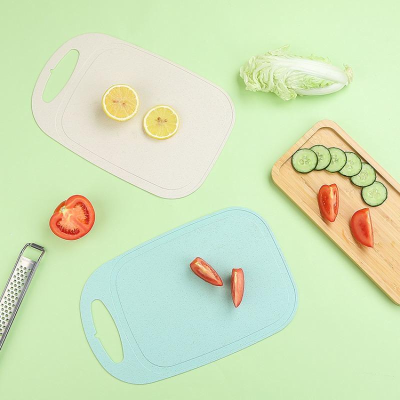 Wheat Straw Household Double-sided Vegetable Board for Cutting Fruits, Anti-mold and Anti-slip Plastic Small Chopping Board and Cutting Board