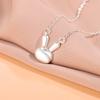 Cute Animal 925 Sterling Silver Drawing Bunny Rabbit Pendant Necklaces
