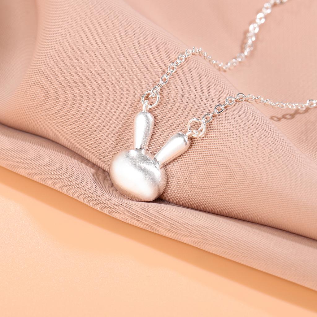 Cute Animal 925 Sterling Silver Drawing Bunny Rabbit Pendant Necklaces