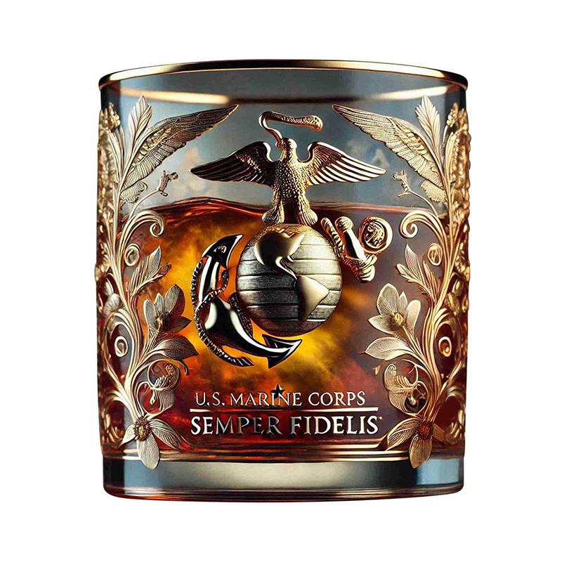 

10Oz Veteran Tribute Glass With Gold Accent Premium Design Patriotic Decorations Whiskey Gifts For Marines Army Navy Coast Guard