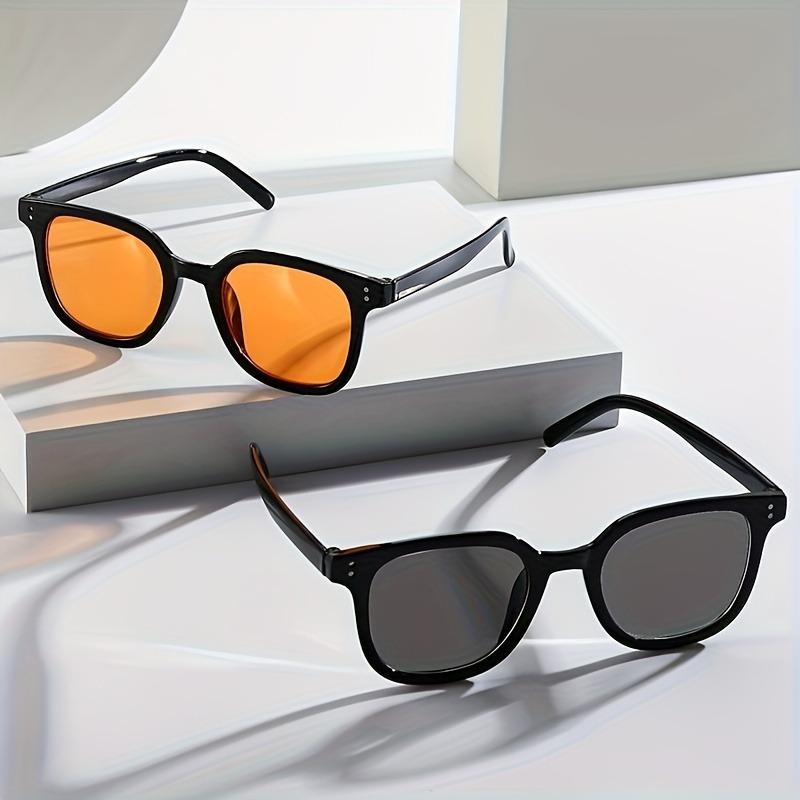 

2Pcs New Fashion Women Sun Glasses Men Outdoors Vintage Sunglasses Resin Square Anti-reflective Glasses for Women Eyewear UV400