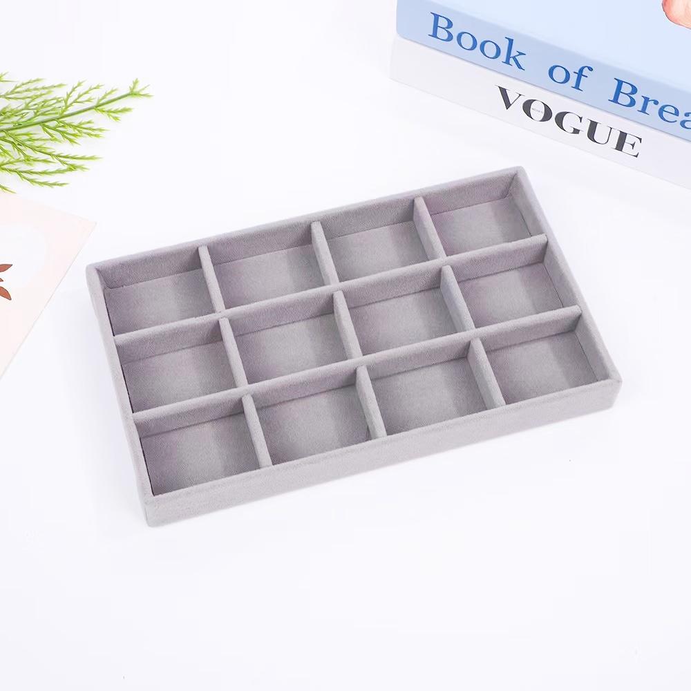 Jewelry Storage Box Earring Ring Necklace Brooch Holder Flannelette Jewelry Display Box Necklace Classification Organizer