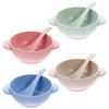 4 Sets Baby Wheat Straw Bowls Break Resistant Feeding Bowls with Spoon