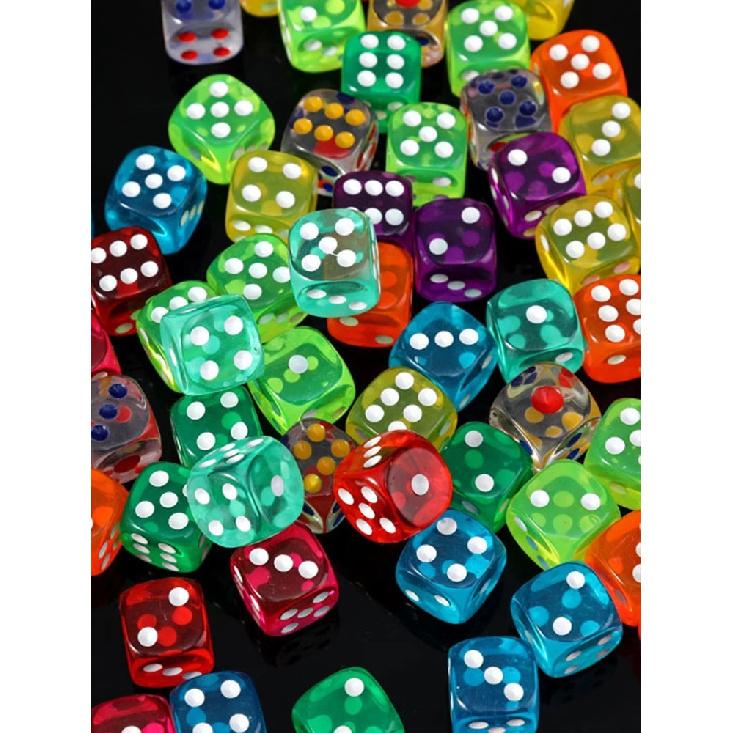 10/30PCS 14mm Colorful Transparent Dice with Velvet Bag Board Game Dice for Bar Tabletop RPG D&D Party Games Rounded Edge TMZ