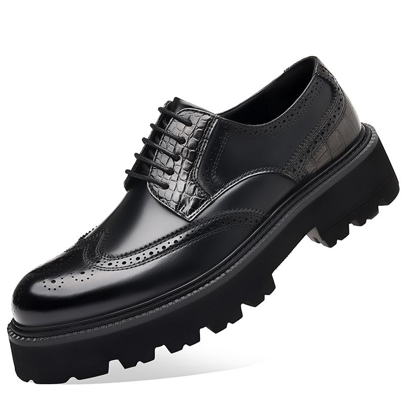 Fashion Fashion Thick Bottom Man Oxford Footwear Lace-Up Outdoor Male Shoes 2025 New Mens Brogue Casual Shoes Leather Men Business Shoes