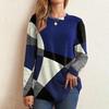 French Cashmere Women's Loose Fit Long Sleeve Sweatshirt Thin Geometric Contrast Print