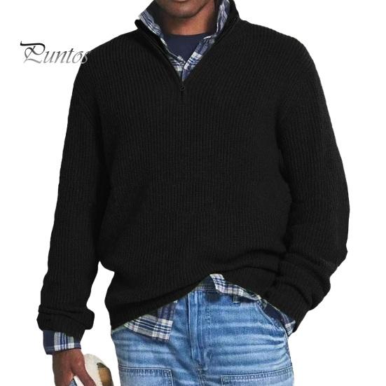 

Мужской свитер осень-зима, имитация двух частей, клетчатый принт, трикотажный толстый, с длинными рукавами, свободный свитер с высоким воротником, термоизоляция, повседневная одежда, трикотаж M чёрный