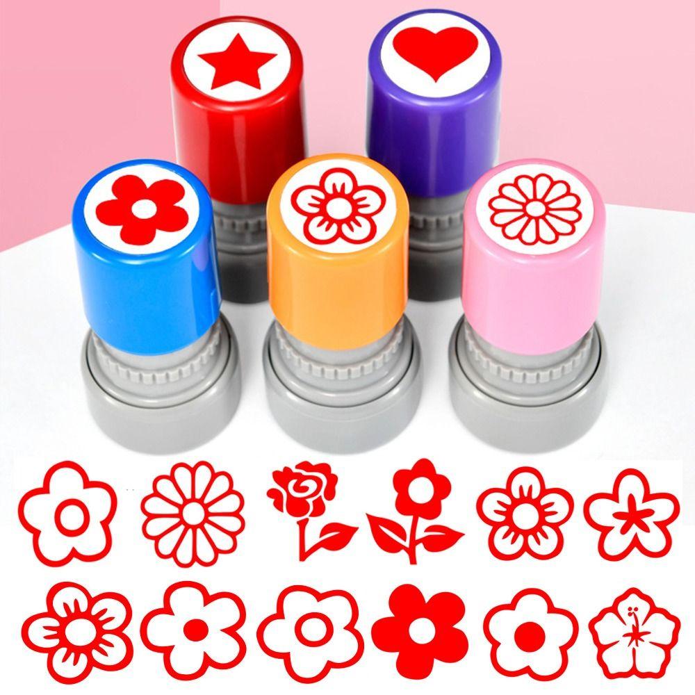 DIY Drawing Toy Star Grading Stamp Self Inking Teacher Review Stamp Rewards Flower Stamp  School