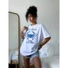 Loose Printed T-shirt Top Western Style New Fashion Print Letter Loose Cotton T-shirt Top