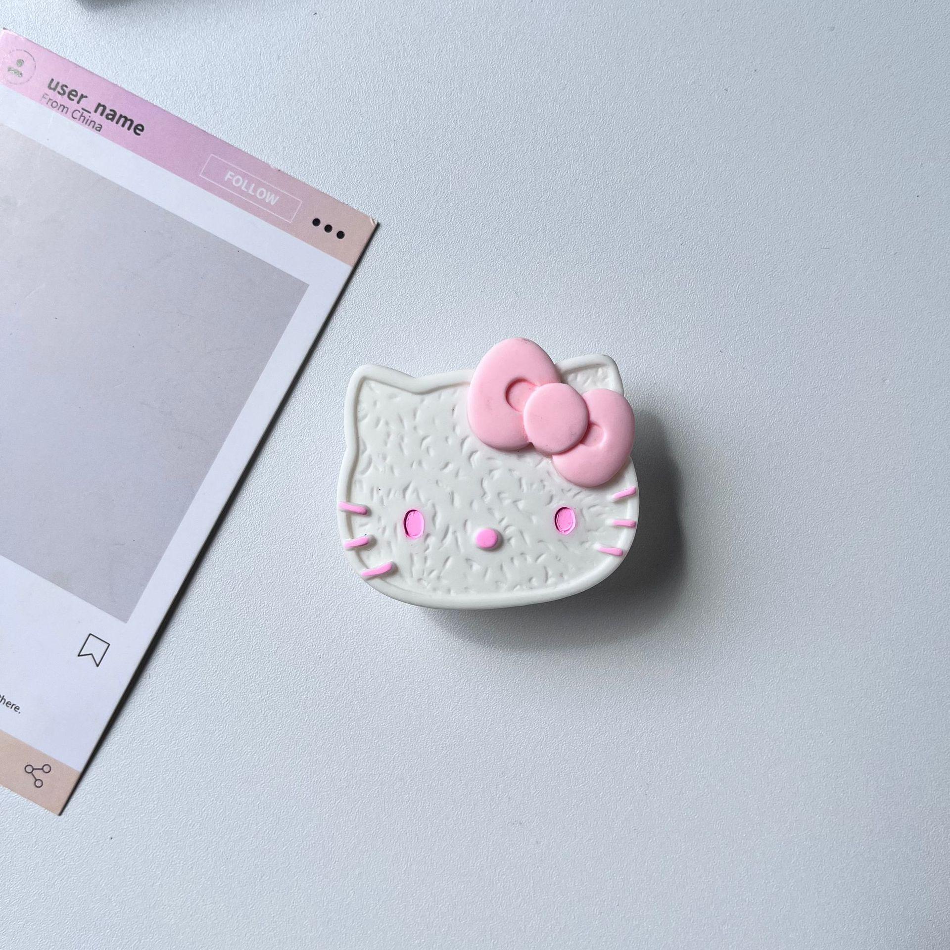 Kitty Burnt Cute Cat Cookie Phone Airbag Retractable Magnetic Support Bracket Transparent OPP Bag Packaging