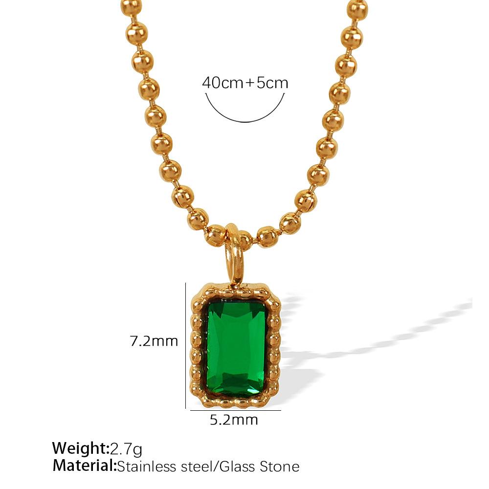 Elegant glass stone gold necklace versatile stacking design plated 18K necklace design