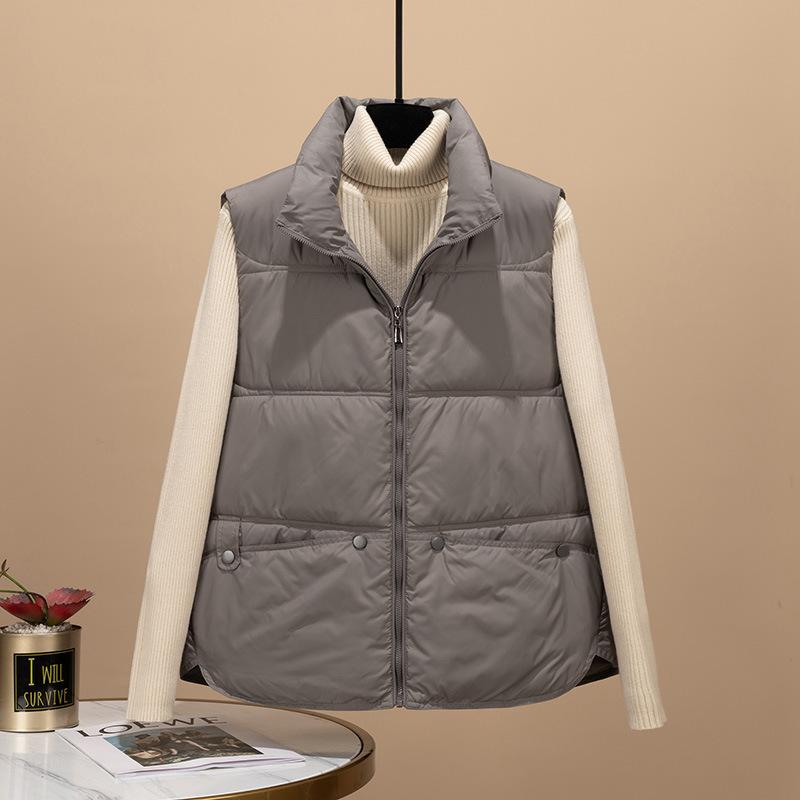 Осенне-зимний короткий стеганый пуховый хлопковый жилет женский большого размера теплый жилет-пальто M