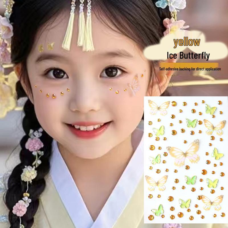 Αυτοκόλλητα Προσώπου Πεταλούδα & Διαμάντι για Παιδικό Μακιγιάζ Σκηνής