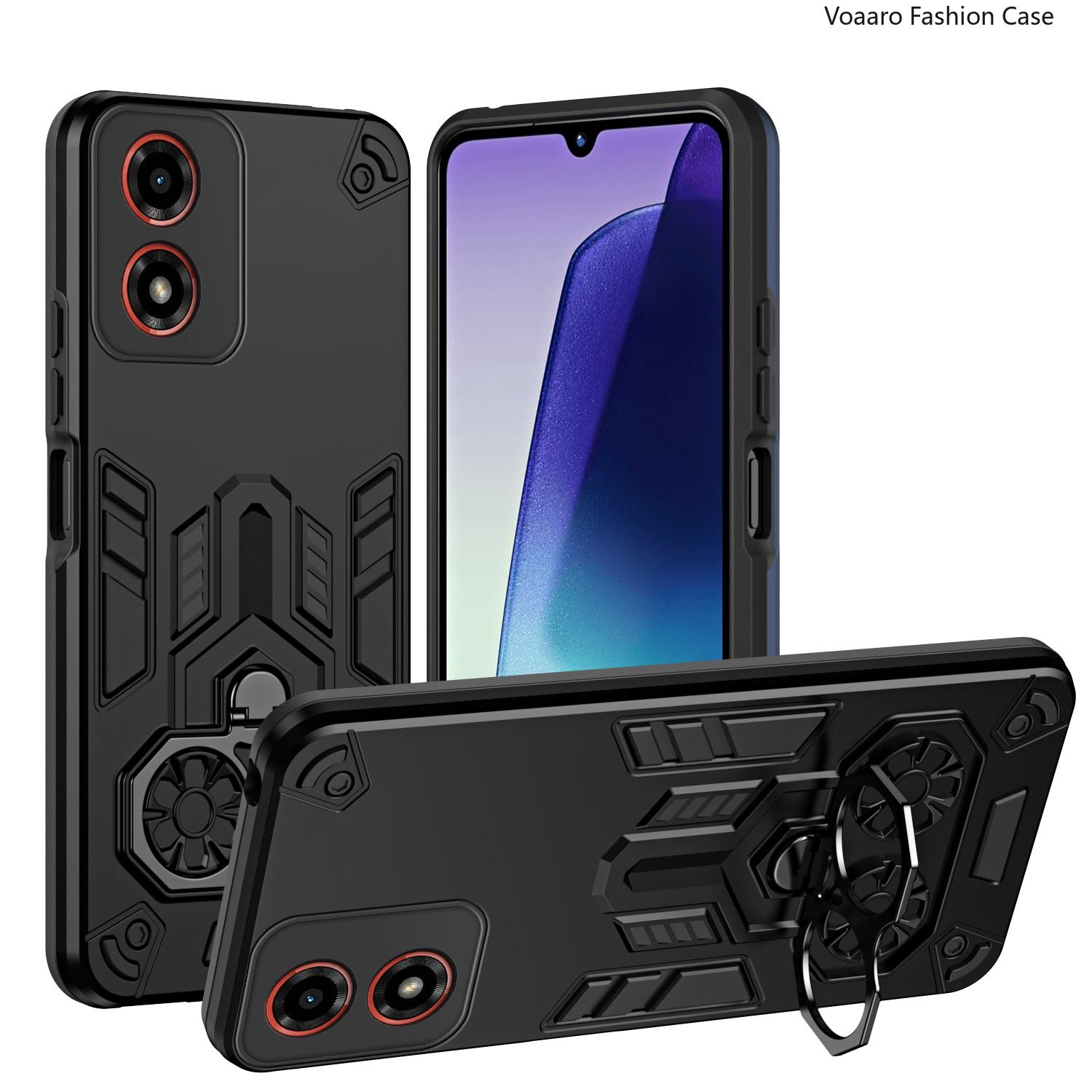 

Dual Finger Ring Armor Cover for Motorola Moto G04 G24 E14 Case for Motorola Moto G04S 2024 Rotate Metal Bracket Kickstand Case for Moto G04 чёрный