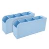 2pcs Makeup Brush Holder Small Blue Reinforced Support 4 Spaces Deep Slot Stable Bottom Desktop Storage Box