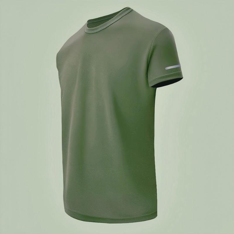 Men's Black Quick Dry Athletic T Shirt with Reflective Strip Short Sleeve