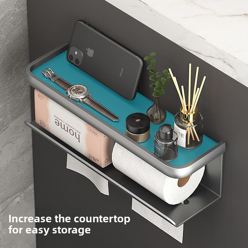 Perforation-free Toilet Wall-mounted Roll Paper Towel Household Storage Shelf