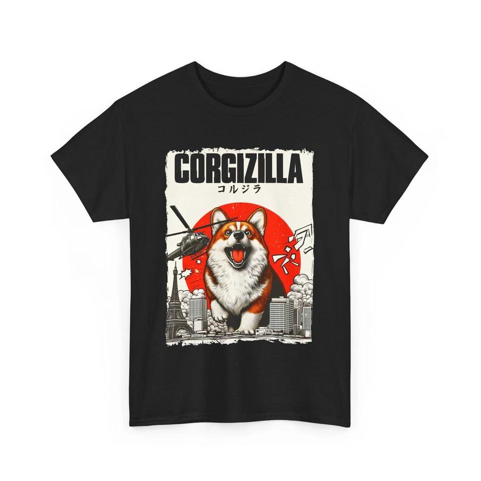 Corgizilla T-Shirt Graphic Tee Fun Gift for Dog Lovers Cute Anime Dog Shirt