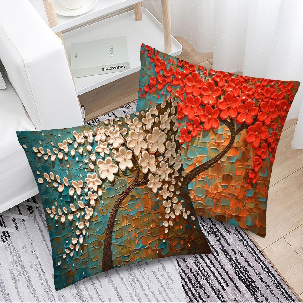 Nordic Style Oil Painting 45*45cm Cushion Cover Polyester Sofa Throw Pillow Car Home Decoration Decorative Pillowcase