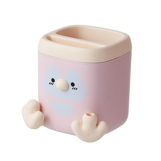 xiaobudian Pen Holder with Detachable Pencil Sharpener, Dual Compartments Organizer, Cartoon Penguin Design Office Desk Organizer