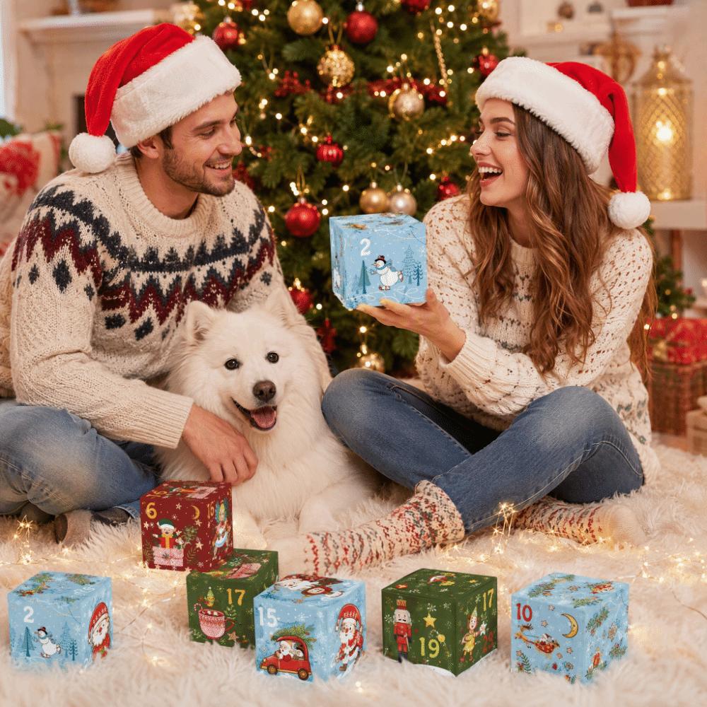 24pcs Mini Advent Calendar Boxes Vintage Xmas Numbered Decorative Boxes Festival Decor