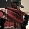 Korean Version of The New Autumn and Winter Contrasting Plaid Scarf for Girls Fashionable and Versatile Thickened and Warm Houndstooth Scarf