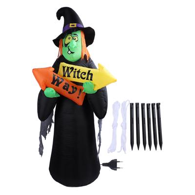 4.4ft Halloween Inflatable Witch Decoration Holiday Blow Up Lighted Witch Yard Lawn Decor for