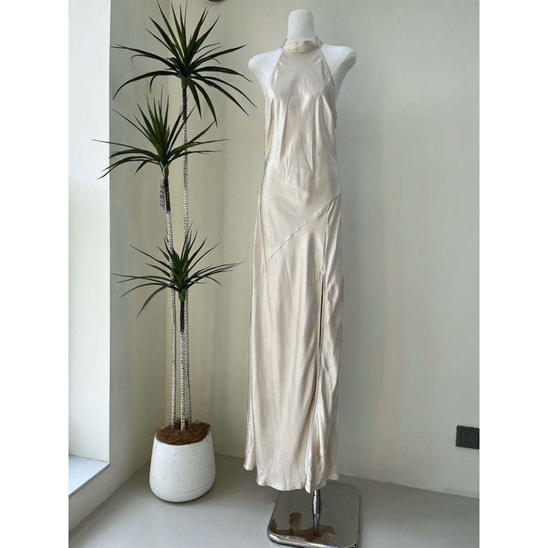 Australian Single Fore Advanced Gloss Satin Glow Three-Dimensional Pearlescent off-Shoulder Pearlescent Classic Temperament Dress