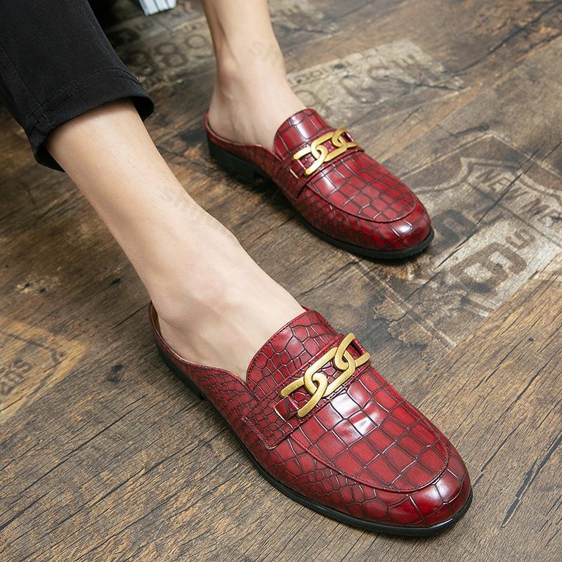 Mote Herre Skinnsko 2025 Sommer Alligatormønster Herre Loafers NY Ankomst Mote Herre Mules Fritids Skinn Tøfler Mokasiner