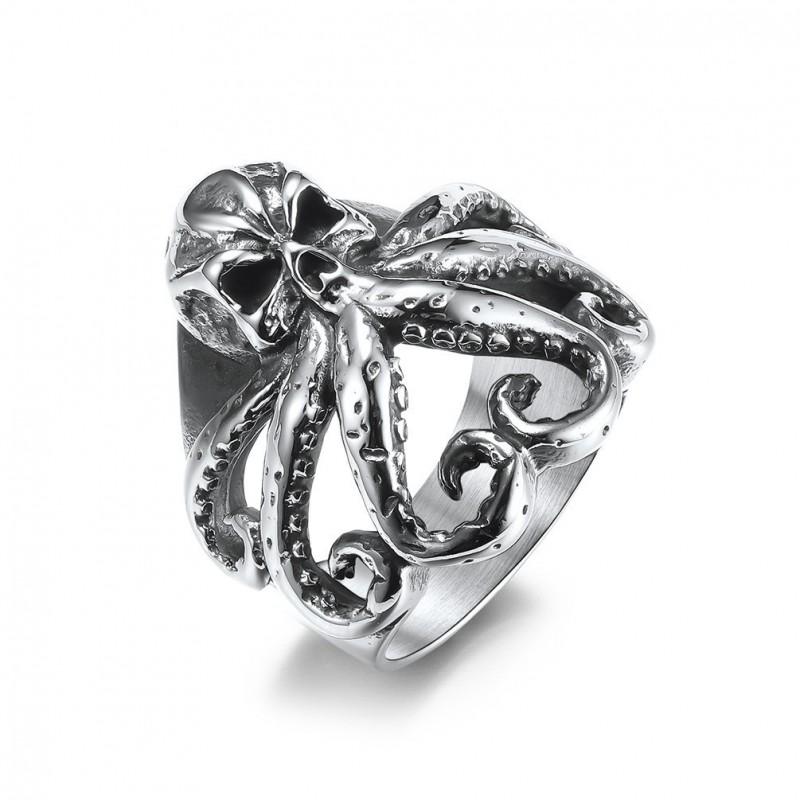 Adjustable Octopus Ring Men Women Vintage Style Copper Plated Open Band Statement Jewelry