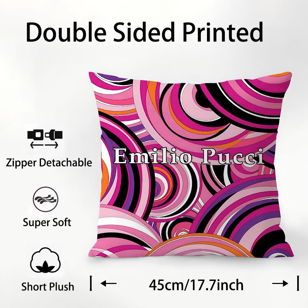 Fashion E-EE-Emilio logo P-Pucci Pillow Case Plush Fabric Soft Double Sided Print Sofa Cushion Cover Throw Pillow Covers
