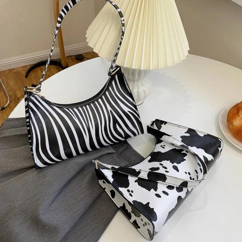 Fashion Zebra Leopard Print Women Handbag Pu Leather Underarm Shoulder Bags Female Daily Totes Purse Premium Durable