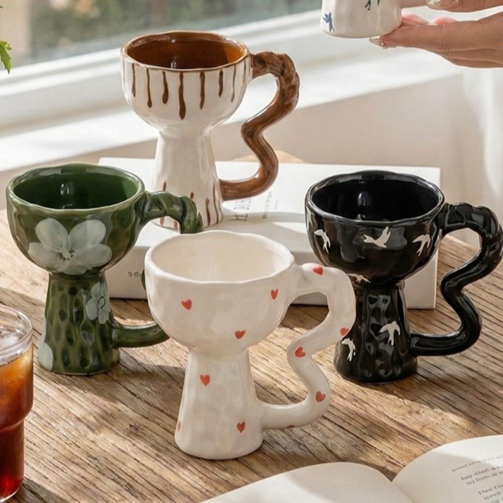 Irregular Design Handmade Mug Hand-Painted Dessert Cup Creative Art Goblet  Cafe