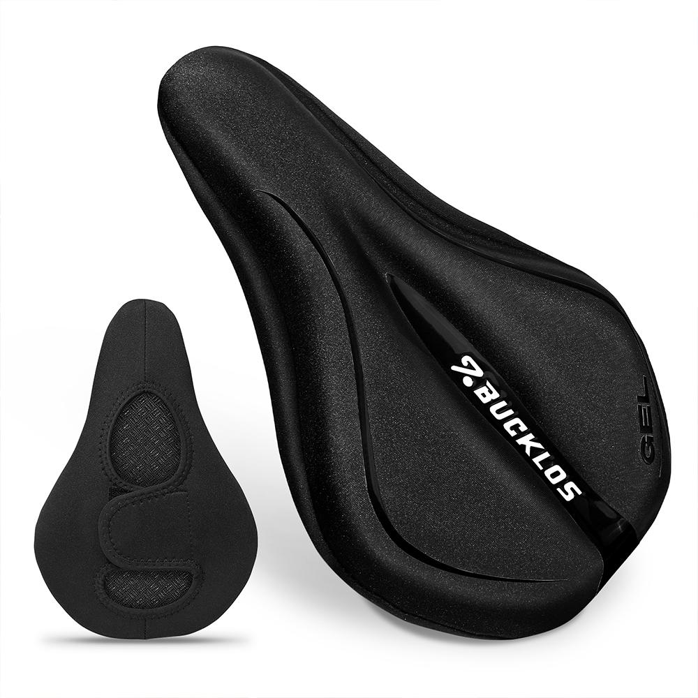 BUCKLOS Silicone Bicycle Saddle Cover Memory Sponge Bicycle Seat Cover Universal Lycra Bike Saddle Protective MTB Seat Protector чёрный