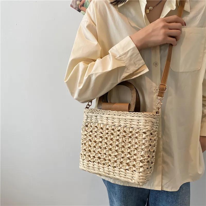 Yogodlns Summer Straw Bag Women Bohemian Straw Beach Bag Casual Handle Bag Large Capacity C rossbody Bag Handmade Lady Purse