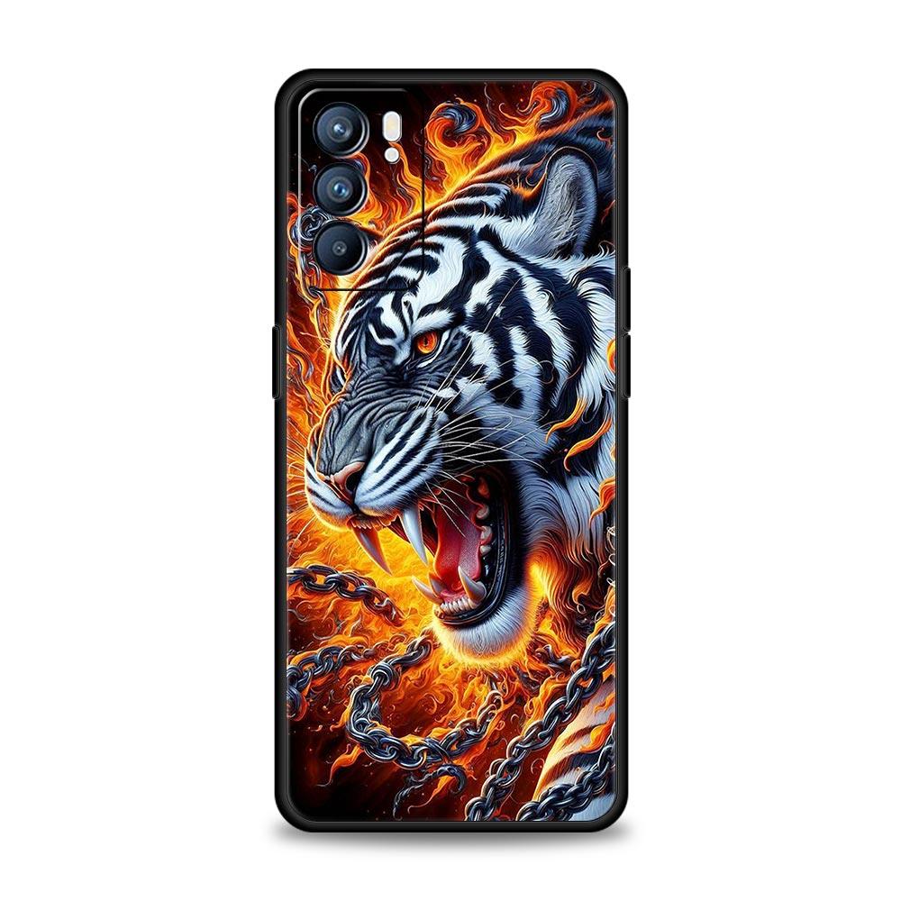 Phone Case Cover For Oppo A17 A31 A54 A57 A78 A79 Find X5 X6 Reno 7 8 10 11 12 13 F Pro 5G Soft TPU Shell Cartoon Tiger Pattern