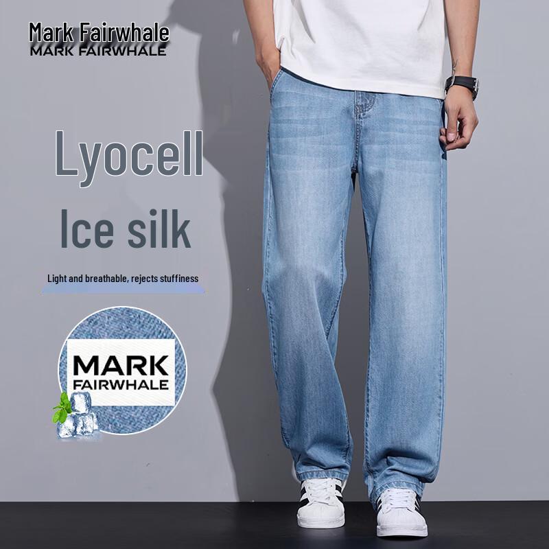 MARK FAIRWHALE Men s Summer Ice-Cool Slim Fit Tencel Jeans 31