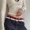 Women's Fashion Korean Style PU Leather Belt Simple Versatile Trendy Waistband Pin Buckle Thin Belt Dresses Decoration