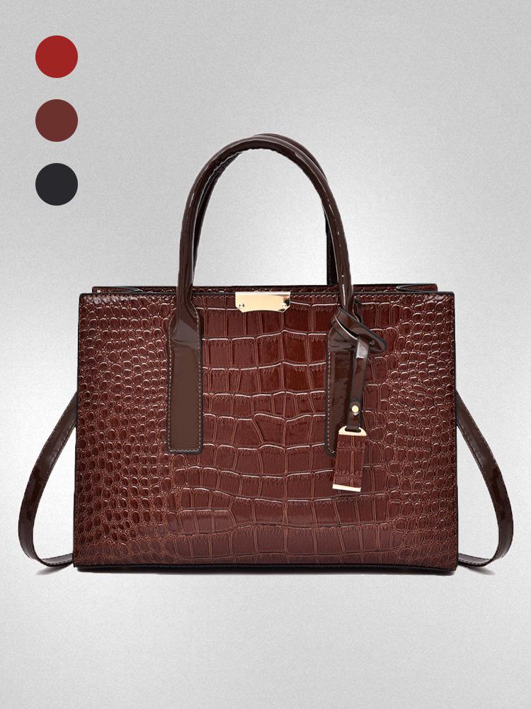 Women's European & American Style Crocodile Handbag: Large Capacity Shoulder & Crossbody Bag