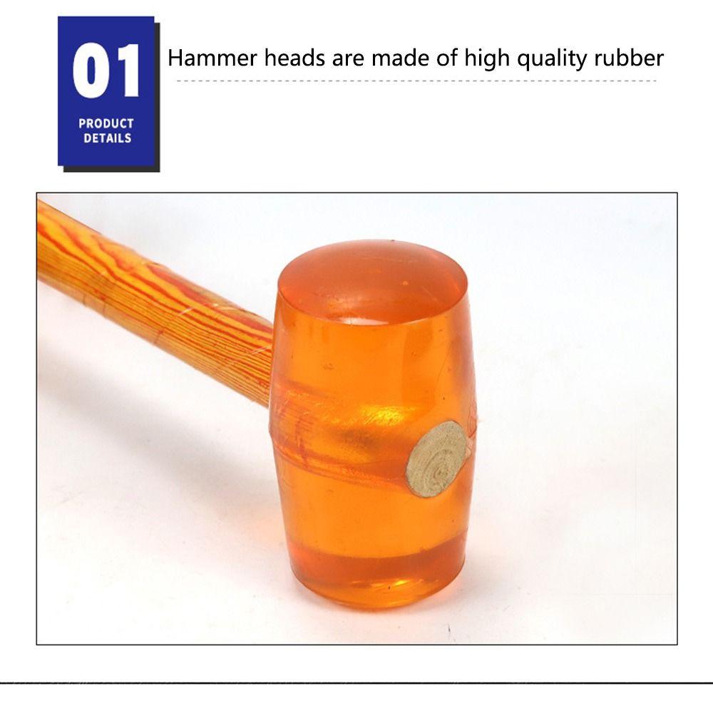 Transparent Rubber Sledge Hammer Wood Handle 750-3000 Type Tile Floor Mounting Hammer Anti-slip Shock-proof Rubber Mallet