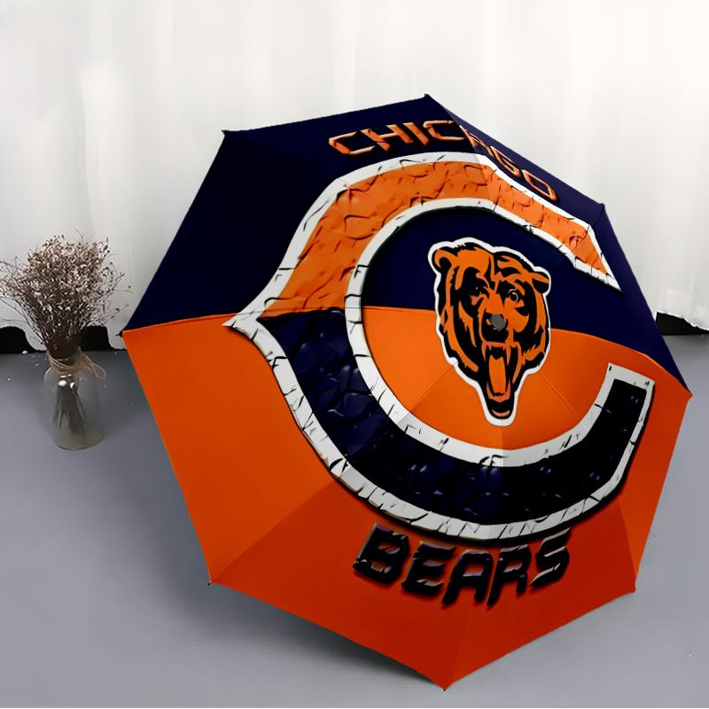 Printed Chicago Bears logo Folding Umbrella,Outdoor,Leisure,And Travel Umbrella,Durable Umbrella Fabric,Birthday And Holiday Gift