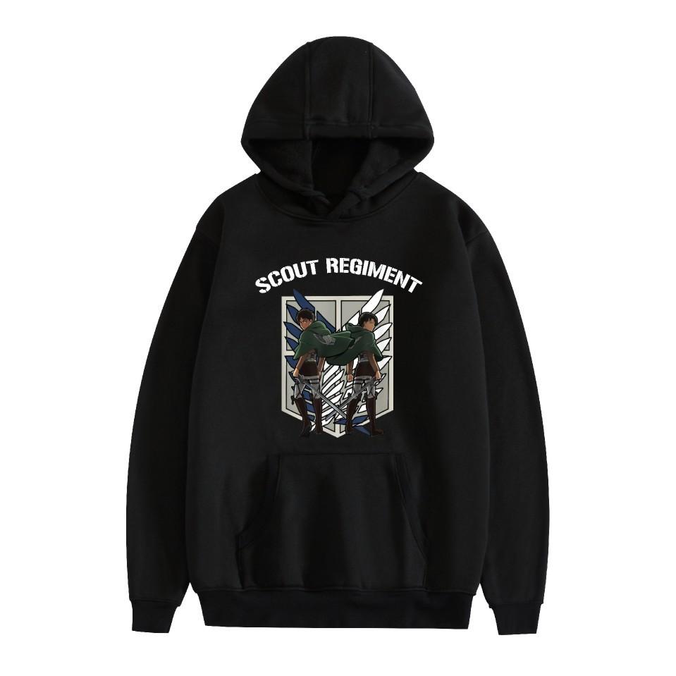 

Mens Womens Attack on Titan Hoodies Streetwear Casual Cartoon Printed Hooded Pullover Sweatshirts XS чёрный