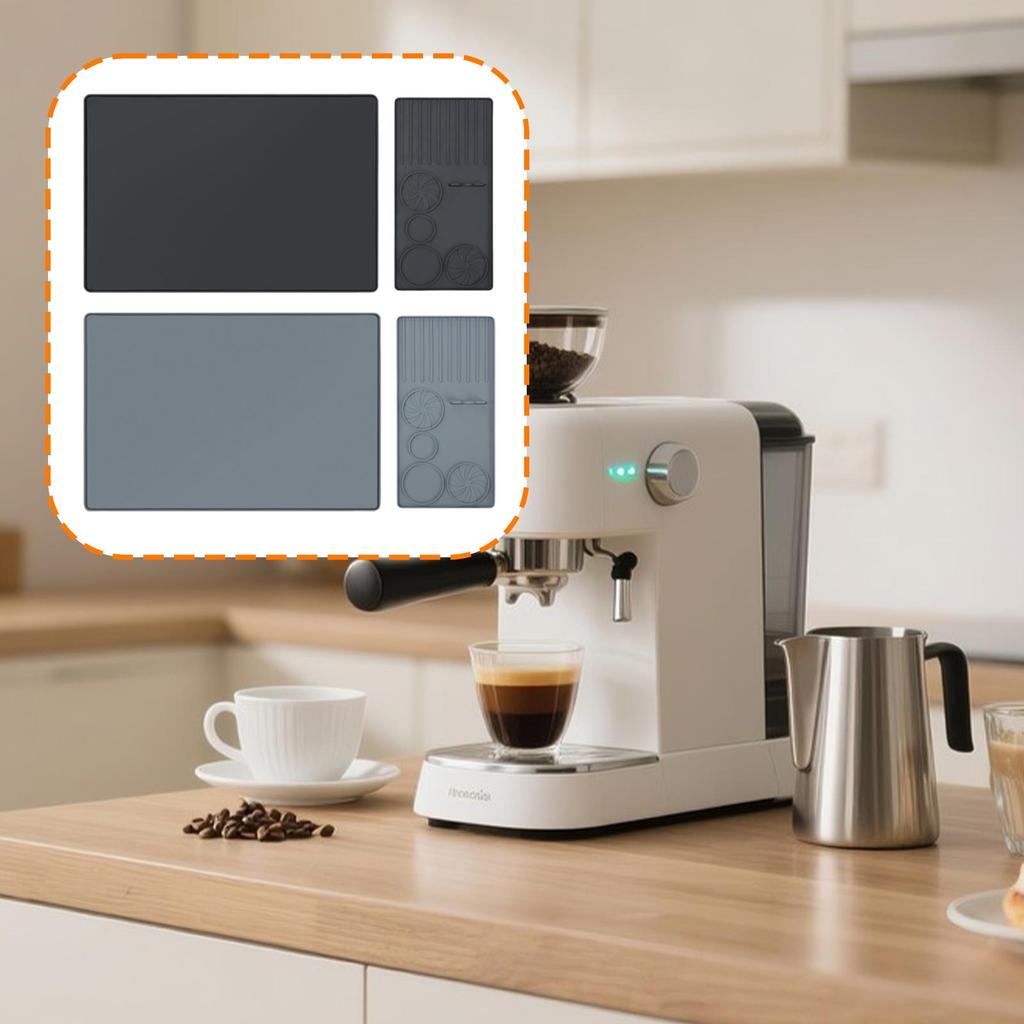 Silicone Coffee Mat with Coffee Tamper Mat, Anti Slip Coffee Bar Mat, Espresso Mat for Kitchen Cafe, Potted Plants Bar