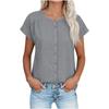 Women's Loose-Fit Short-Sleeve -Color -Neck Drop-Shoulder Casual Top