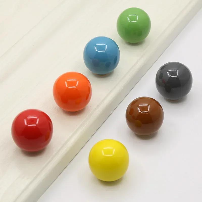 Moderne bunte Keramik-Knöpfe mit einem Loch, runde Griffgriffe für Schubladen, Weinschränke, Einloch-Griff, Türgriff