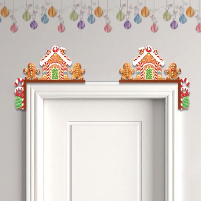 2pcs Gingerbread Man Christmas Door Decorations Christmas Gingerbread Front Door Decor for Xmas Party Favor Supplies Decor